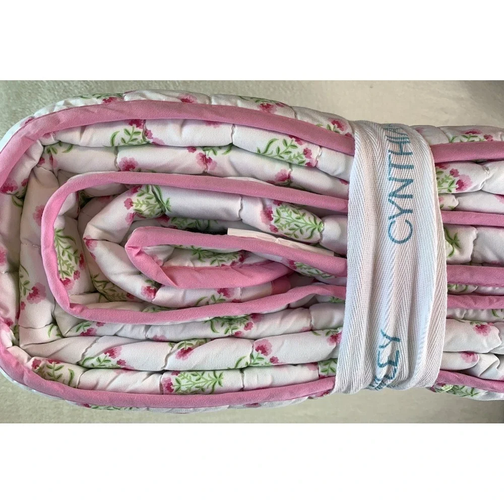 Cynthia Rowley | Full/Queen | Pink Green Floral Reversible Quilt Set Bedding